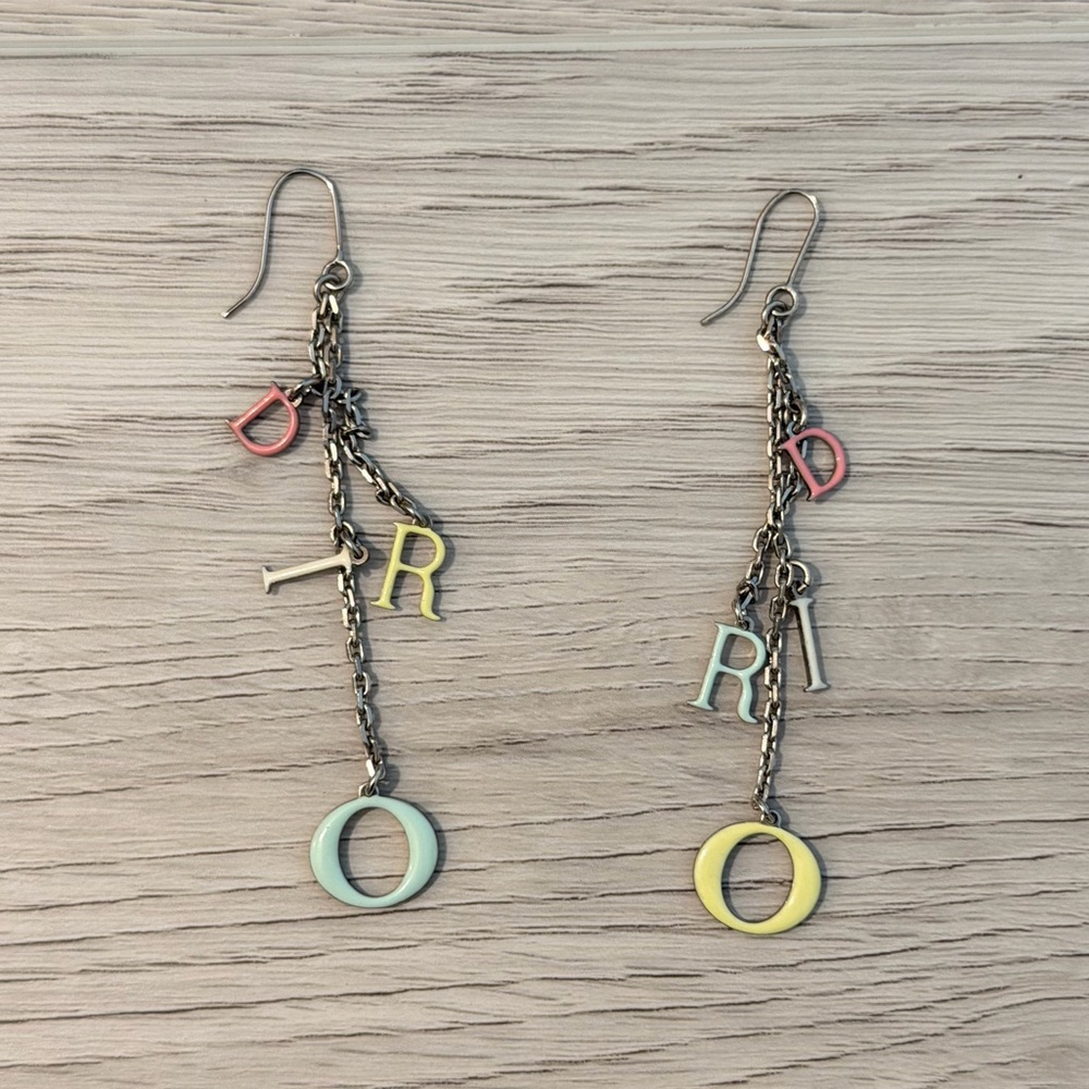 Authentic Rare Vintage Dior Letter Dangle Earrings